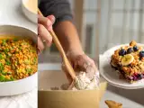Articles: Daily menu, August 18: delightful homemade savory biscuits, vibrant green onion sambar, and a sweet blueberry banana buckle