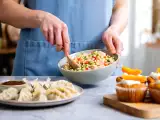 Articles: Daily menu, August 26: refreshing pearl couscous salad, savory chicken momo, and delightful apricot muffins