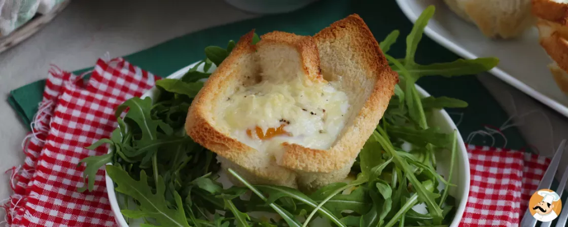 A croque monsieur dressed as a muffin