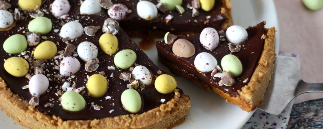 Easter tart topped with cute eggs