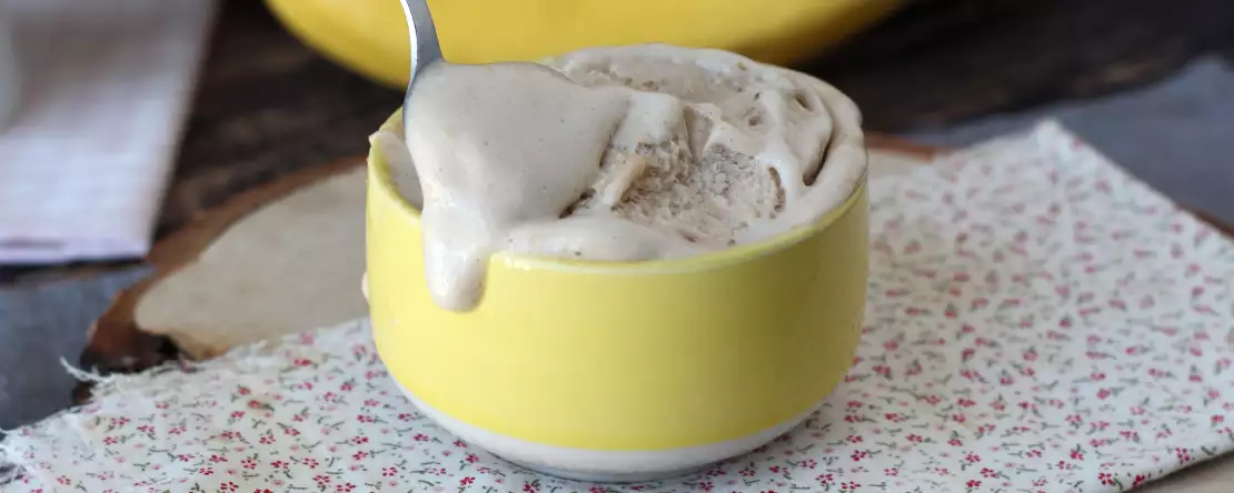 Vanilla whey ice cream, high in protein, fast and with 3 ingredients!