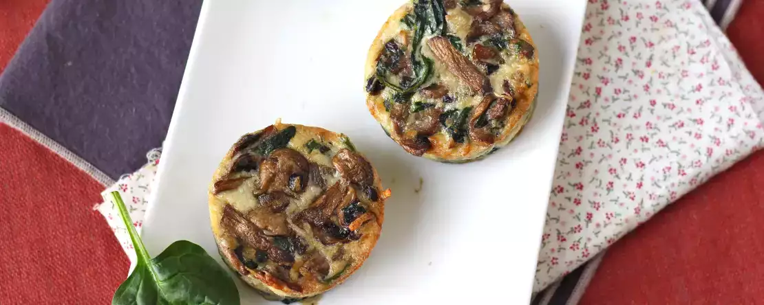 Spinach and mushroom flans