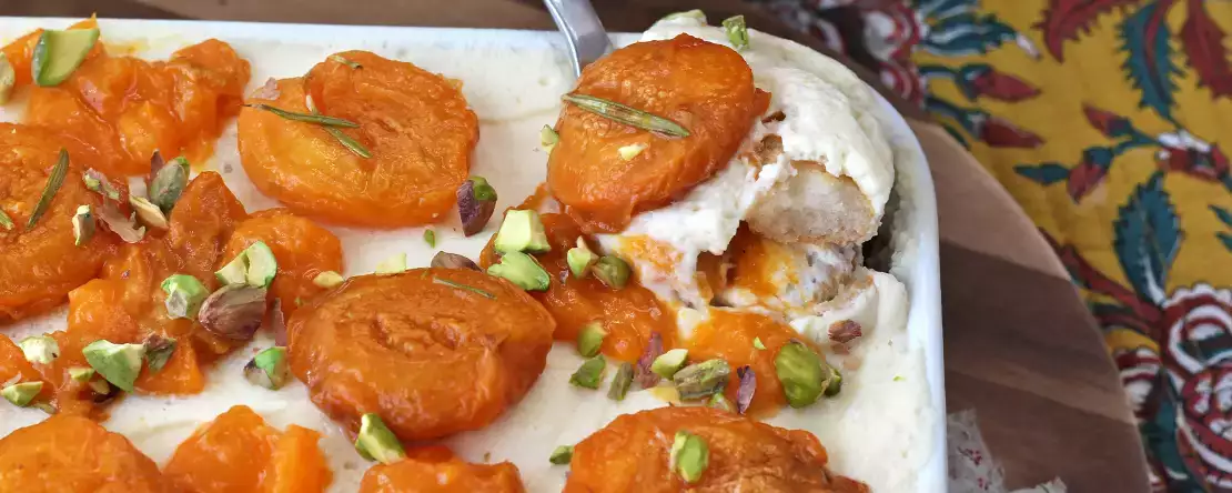 Roasted apricot tiramisu for summer