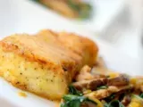 Recipe Pan seared chilean sea bass with shiitakes and leeks