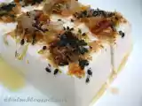 Recipe Silken tofu garnish with black sesame seeds & bonito flakes