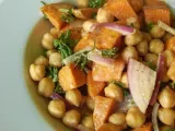 Recipe Warm sweet potato and chickpea salad with tahini goddess dressing