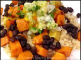 Recipe Cuban style sweet potatoes, yams and black beans with pineapple salsa