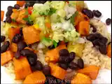Recipe Cuban style sweet potatoes, yams and black beans with pineapple salsa