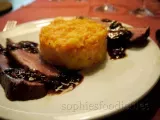 Recipe Magret duck breast with a cassis & raspberry sauce served with a parsnip & carrot mash