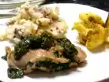 Recipe Stuffed pork chops, mashed potatoes and roasted cauliflower