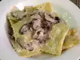 Recipe Shrimp mousse ravioli with shiitake cream sauce