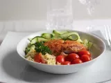 Recipe Pan-fried pollock with zucchini and tomatoes