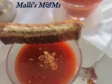 Recipe Roasted red pepper soup with grilled cheese