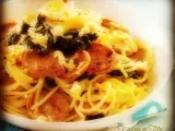 Recipe Garlic kangkong (local spinach) spaghetti with sausage