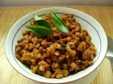 Recipe Vazha pindi and vanpayar mezhukkuparati (plantain stem and red cow peas stir fry)