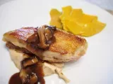 Recipe Tasty foie gras stuffed chicken in merlot red wine reduction