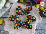 Recipe Chocolate easter eggs stuffed with chocolate custard and topped with m&m's