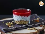 Recipe Coconut milk chia pudding verrine with granola and raspberry