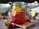 Recipe Homemade flavored water with lemon, basil and raspberry