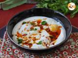 Turkish-style eggs on a yogurt base with spicy oil - çilbir