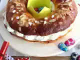 Recipe King's brioche stuffed with whipped cream, fluffy and creamy - spanish roscón de reyes