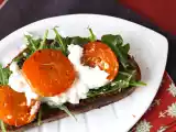 Recipe Roasted apricots, arugula and burrata on toast