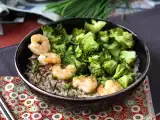 Recipe Wholegrain rice with broccoli and shrimp! easy and balanced