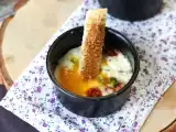 Recipe Baked eggs cocotte with goat cheese and sundried tomatoes cooked with air fryer!