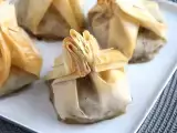 Recipe Extra crispy mushroom, brie cheese, and pear aumônières - purse appetizers