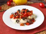 Recipe Cod in air fryer with cherry tomatoes, olives and lemon: light and quick recipe