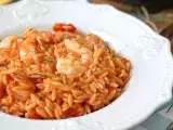 Recipe Orzo pasta with tomatoes and shrimp, cooked risotto-style