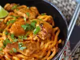 Recipe Chicken udon noodles with a creamy thai curry sauce