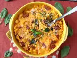 Recipe One-pot orzo pasta with bell peppers, chorizo, and spinach