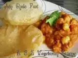 Recipe Jain chole puri ( chick-pea curry with fried puffed whole wheat flat bread )