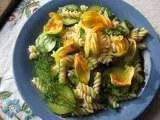 Recipe Zucchini Flower Pasta with fresh herbs