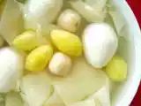 Recipe Wanton wrappers with quail eggs, lotus seeds and gingkos sweet soup