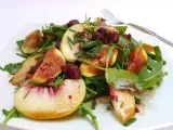 Recipe Green bean, rocket, peach and fig salad with a raspberry and balsamic vinegar dressing