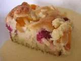 Recipe Peach and raspberry traybake