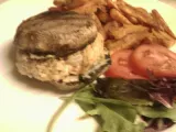 Recipe Rosemary salmon burgers with portobello mushroom caps...and sweet potato fries ! yum