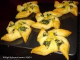 Recipe appetizers - puff pastry 'pinwheels' with spinach-corn-ricotta cheese filling