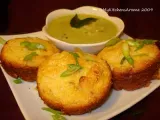 Recipe Savory 'black gram/urad dal' muffins with spring onions/ baked 'medu vadas'/appe