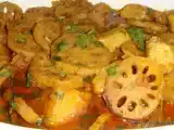 Recipe Curried lotus roots with potatoes - kamal kakdi aur aloo ki subzi