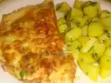 Recipe Cheese egg omelette with a side of fried potatoes