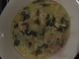 Recipe Chicken spinach soup with rice and lemon (without a book)