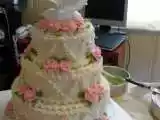Recipe 3 tiered chocolate cake with chocolate mousse filling and buttercream frosting.