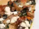 Recipe Pizza w/mushrooms, butternut squash, caramelized onions, wilted spinach and feta