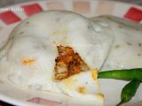 Recipe Meenpathiri (steamed rice pancakes filled with rich fish masala)