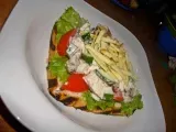 Recipe Open face chunky chicken sandwich with crunchy toppings