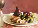 Recipe Roast duck with red wine poached pears