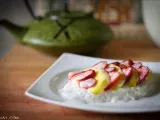 Recipe Coconut sticky rice with mango & strawberries